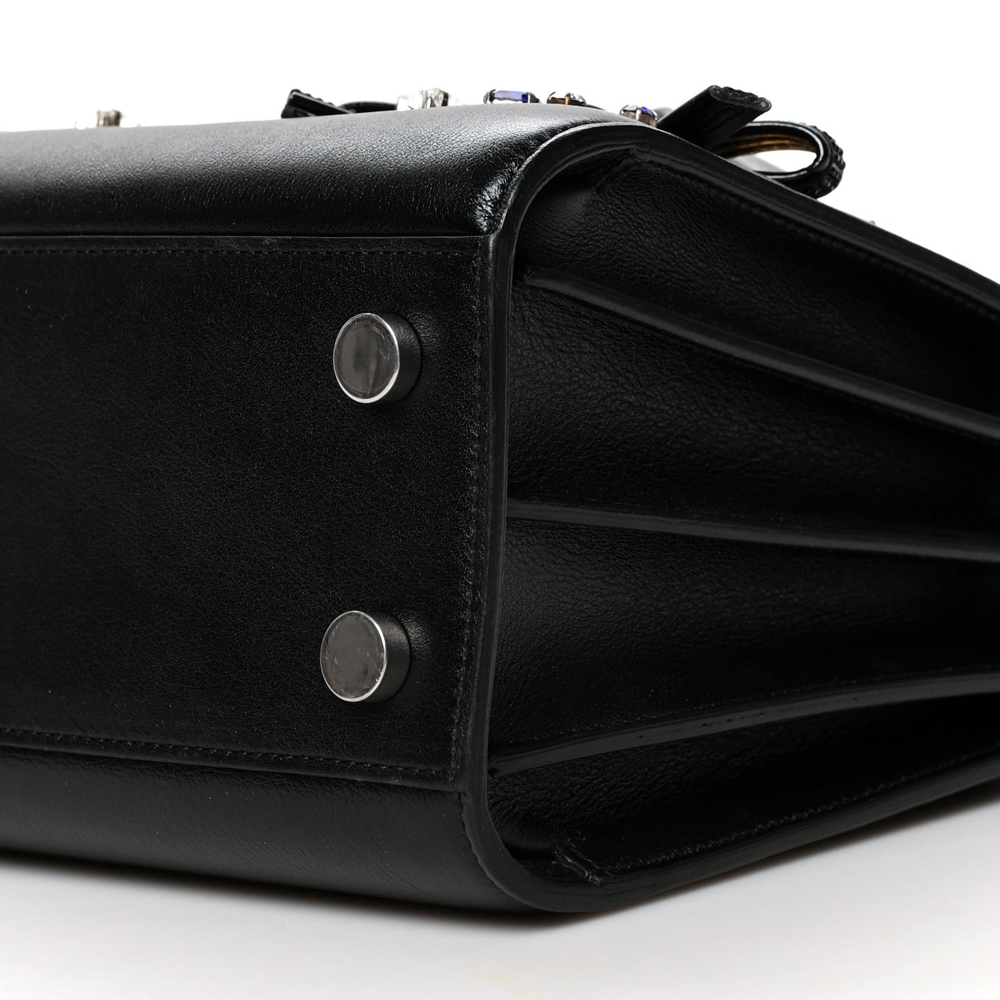 Calfskin Crystal Embellished Nano Sac de Jour Black