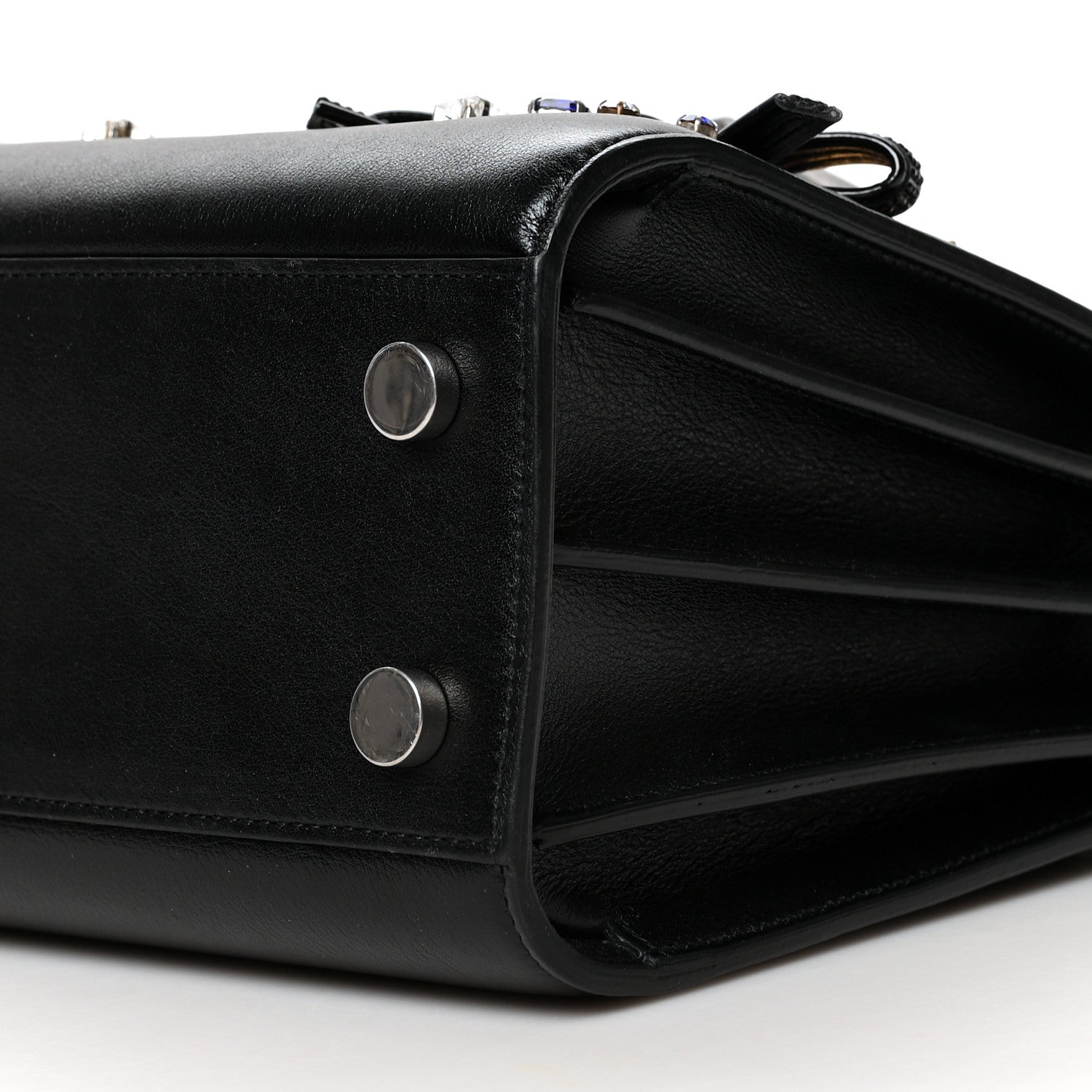 Saint Laurent Calfskin Crystal Embellished Nano Sac de Jour Black 9 of 12