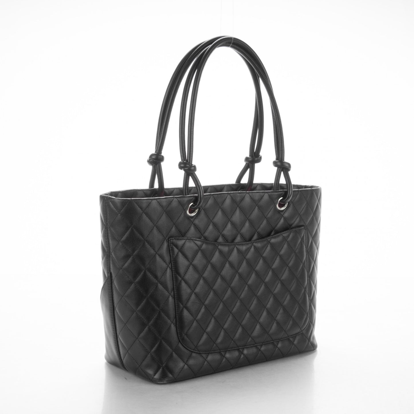 Calfskin Quilted Large Cambon Tote Black White