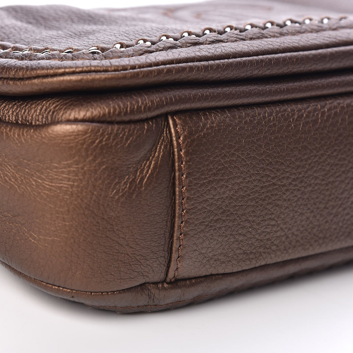 Metallic Deerskin Small Luxe Ligne Flap Bronze
