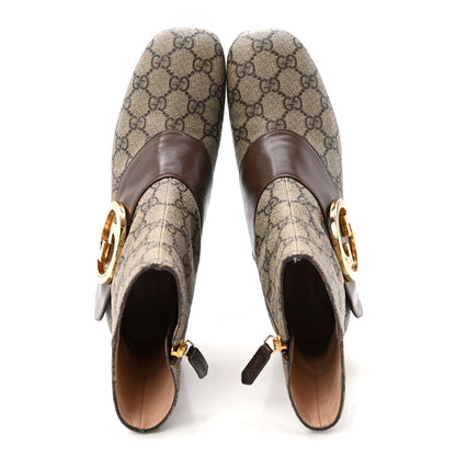 Gucci GG Supreme Monogram Malaga Kid Blondie 55mm Ankle Boots 37 Beige Ebony New Acero 2 of 10