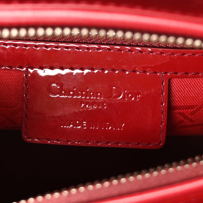 Christian Dior Patent Cannage Medium Lady Dior Burgundy Red 10 of 17