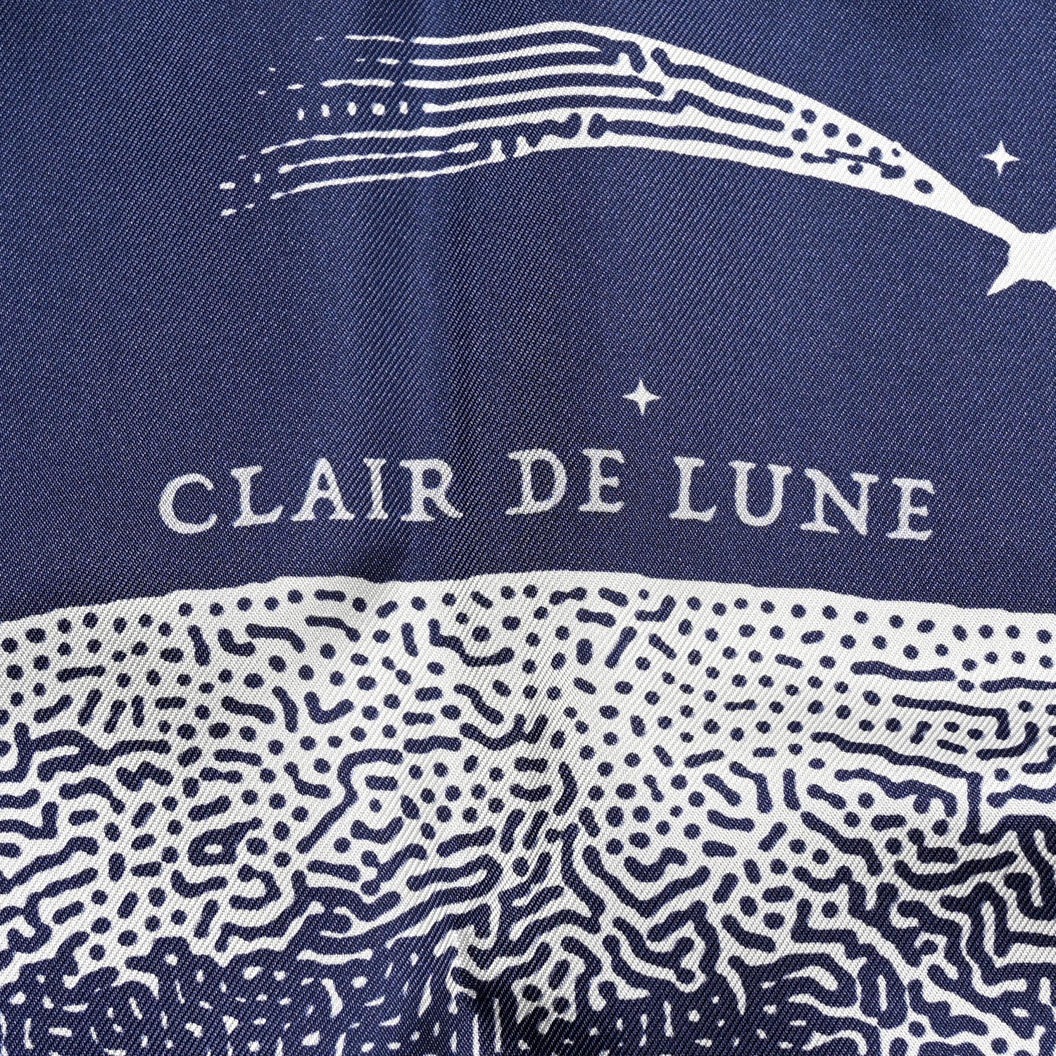 Hermes Silk Clair De Lune Double Face Scarf 90 Marine White Beige 6 of 7