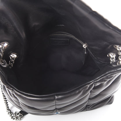 Saint Laurent Lambskin Quilted Medium Loulou Puffer Monogram Chain Satchel Black 4 of 6