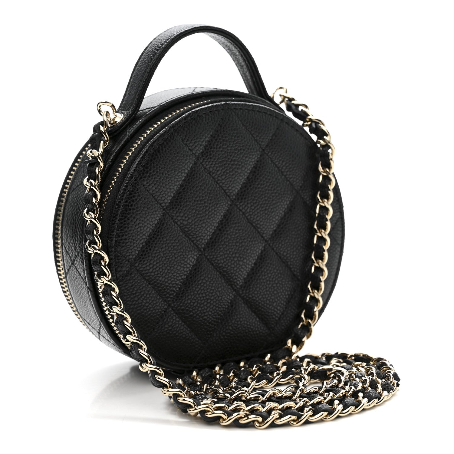 Chanel Caviar Quilted Round Handle With Care Vanity With Chain Black 3 of 12