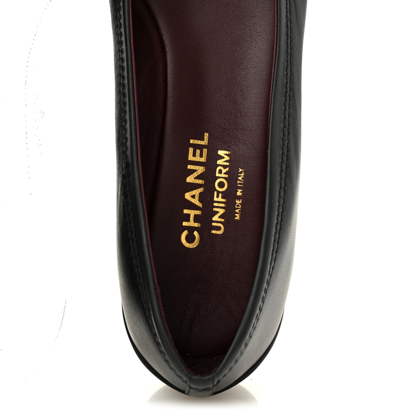 Lambskin Cap Toe CC Uniform Ballerina Flats 40 Black