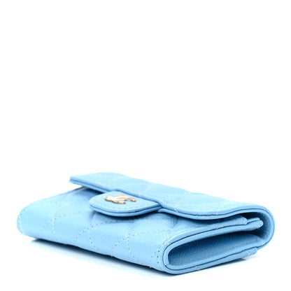 Chanel Caviar Quilted Flap Card Holder Wallet Light Blue 9 of 12