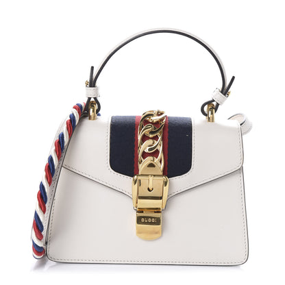 Gucci Calfskin Mini Sylvie Top Handle Bag White 1 of 9