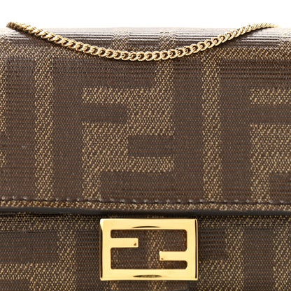 Fendi Glazed Fabric FF 1974 Nano Baguette Belt Charm Mogano Panna 8 of 10