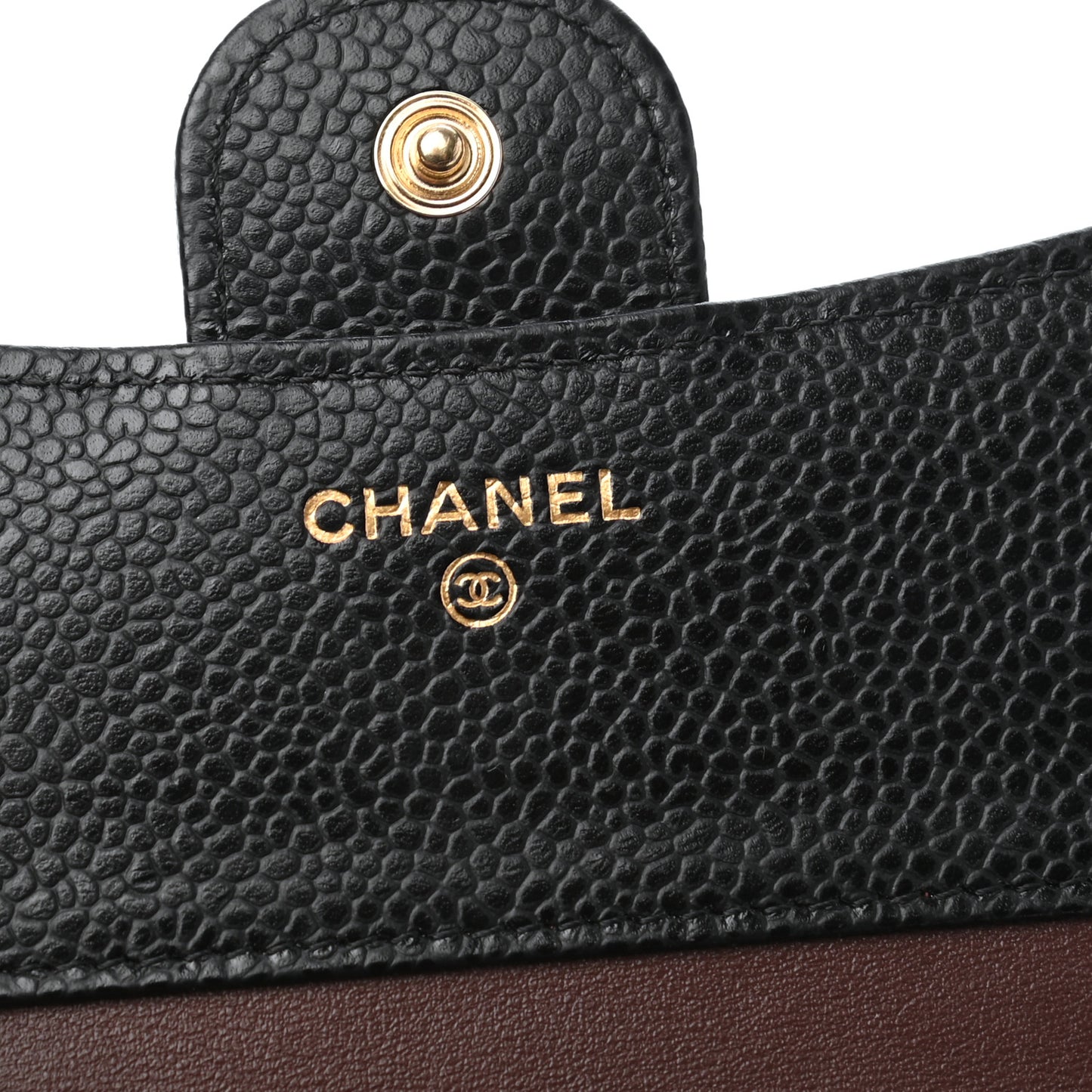 Caviar Quilted Compact Flap Wallet Black