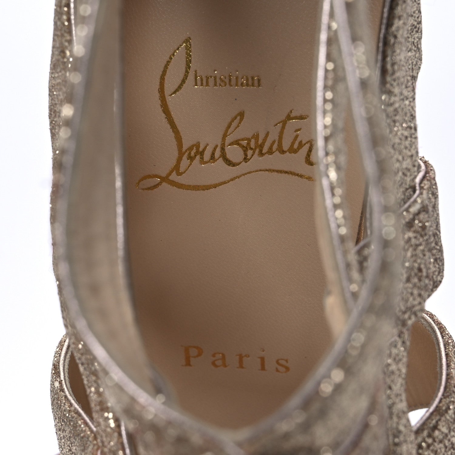 Christian Louboutin Glitter Mini Specchio Balota Platform Sandals 37.5 Gold 9 of 16