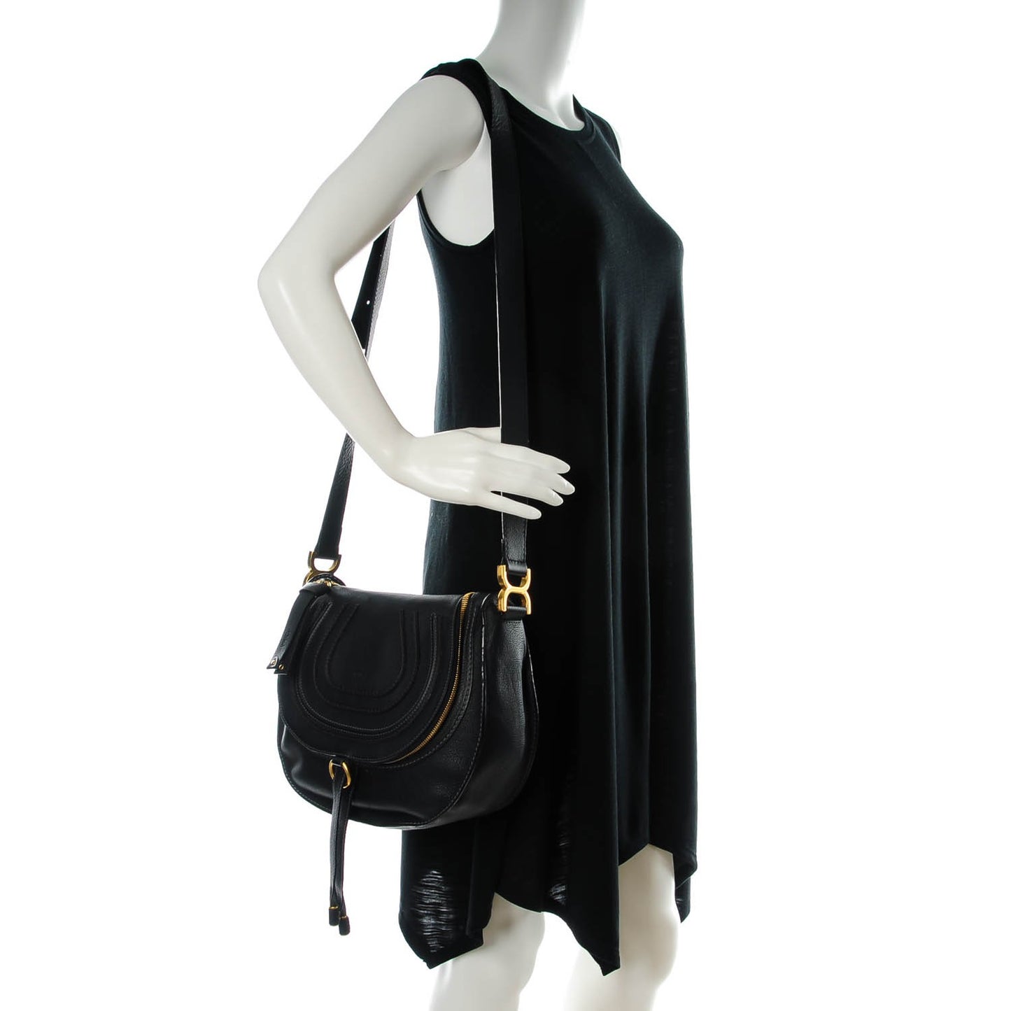 Calfskin Medium Marcie Crossbody Bag Black