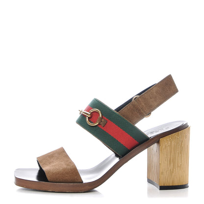 Gucci Suede Querelle Web Sandals 37 Marron Glace 1 of 13