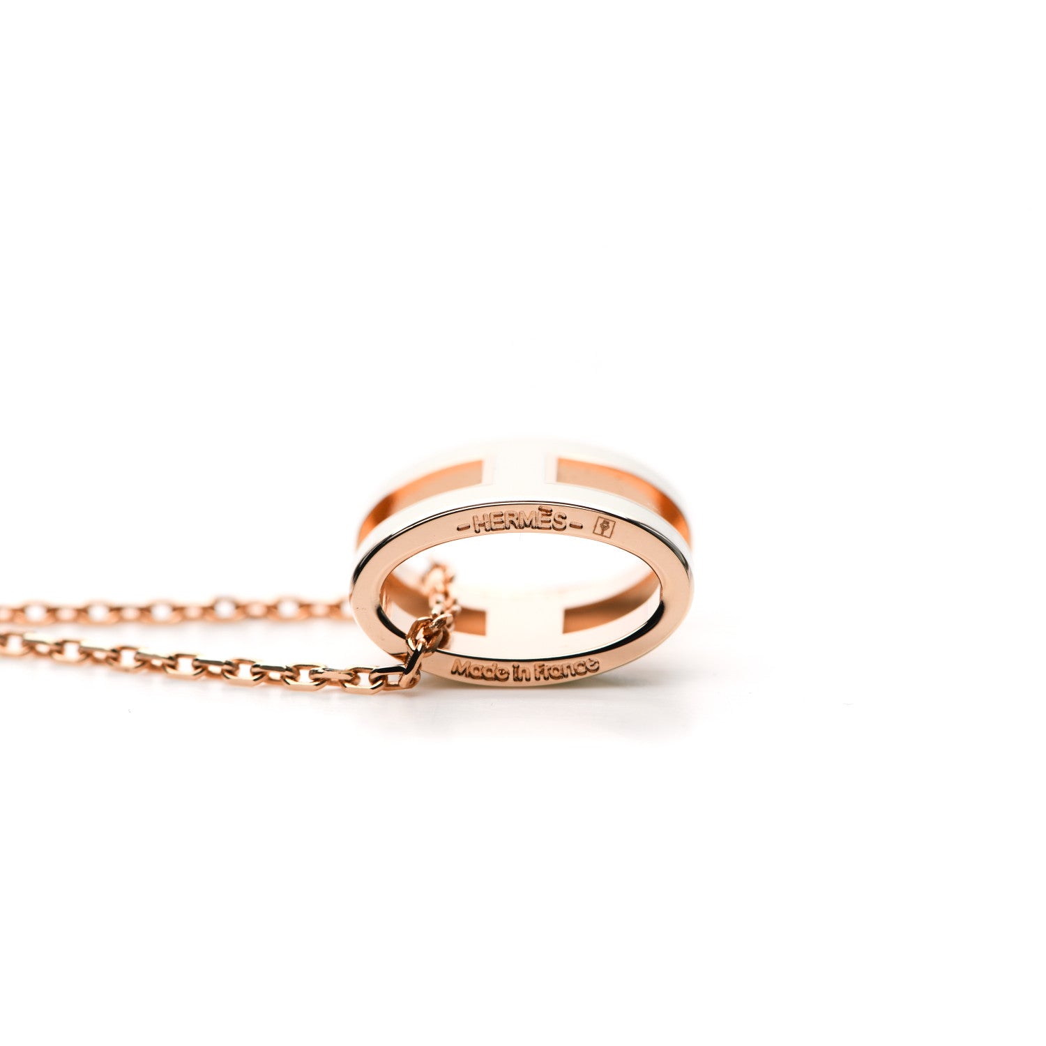 Hermes Lacquered Rose Gold Pop H Pendant Necklace White 4 of 6