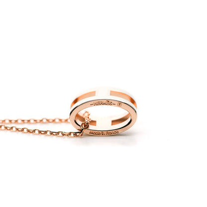 Hermes Lacquered Rose Gold Pop H Pendant Necklace White 4 of 6