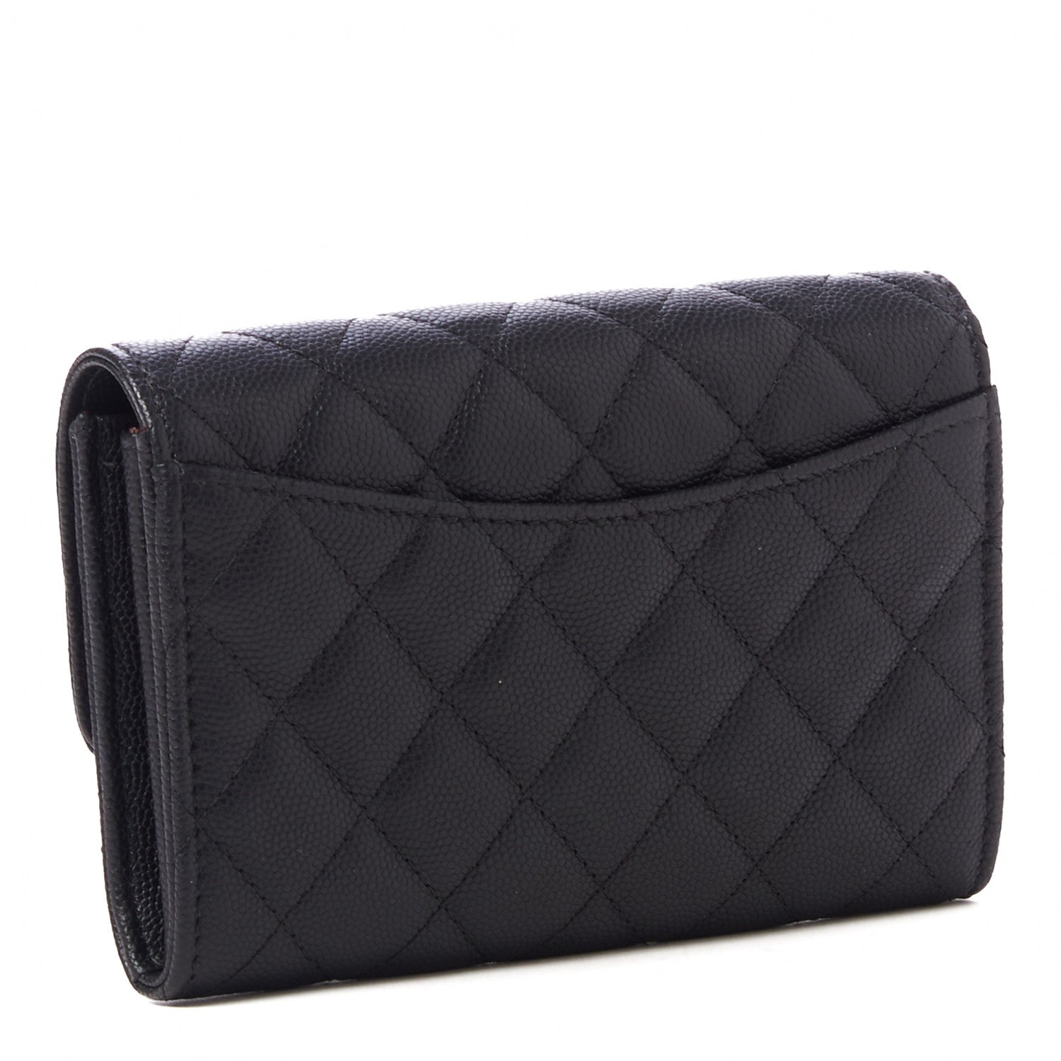 Chanel Caviar Quilted Large Gusset Flap Wallet Black 2 of 9