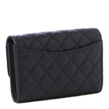 Chanel Caviar Quilted Large Gusset Flap Wallet Black 2 of 9