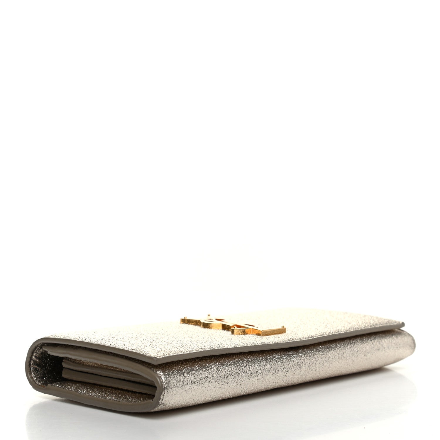 Saint Laurent Metallic Calfskin Classic Monogram Cassandre Wallet Silver 4 of 10