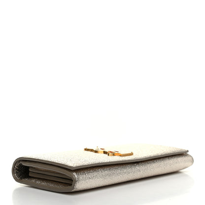 Saint Laurent Metallic Calfskin Classic Monogram Cassandre Wallet Silver 4 of 10