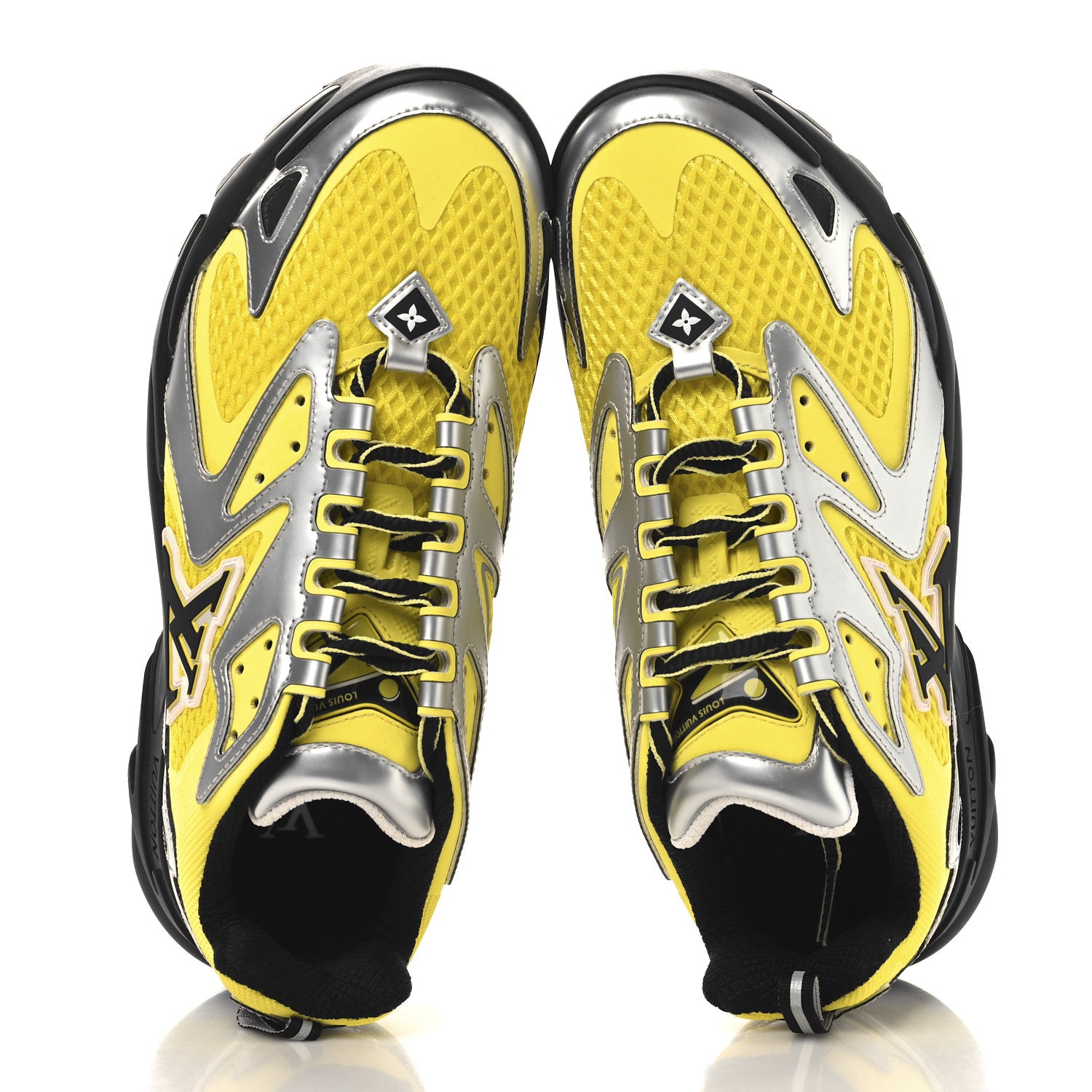 Louis Vuitton Metallic Calfskin Mesh Mens LV Runner Tatic Sneakers 6 Yellow 2 of 9