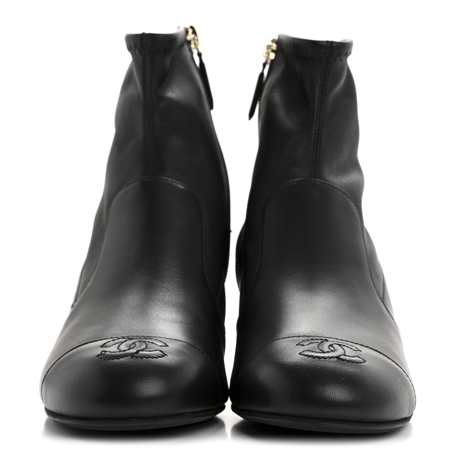 Chanel Stretch Lambskin Cap Toe CC Short Boots 38 Black 2 of 8