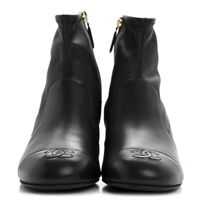Chanel Stretch Lambskin Cap Toe CC Short Boots 38 Black 2 of 8