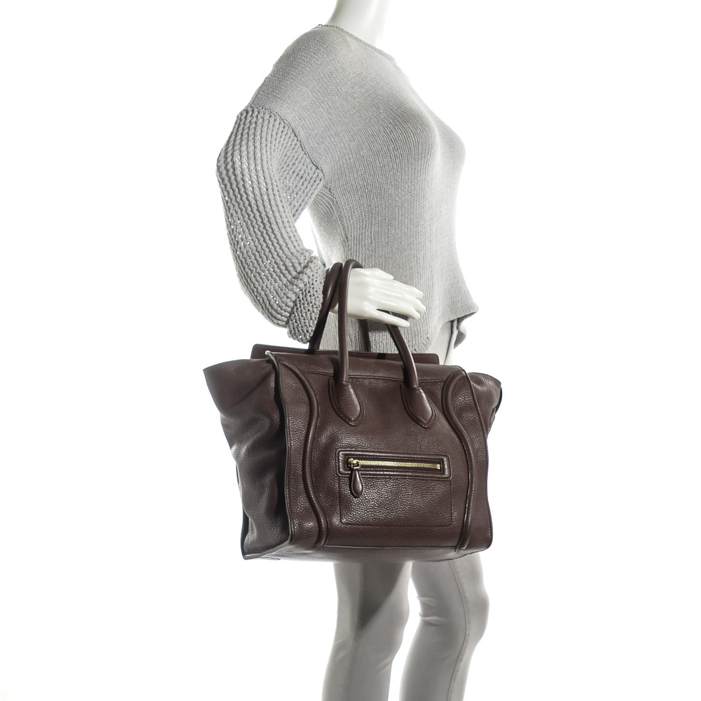 Pebbled Calfskin Mini Luggage Chocolate
