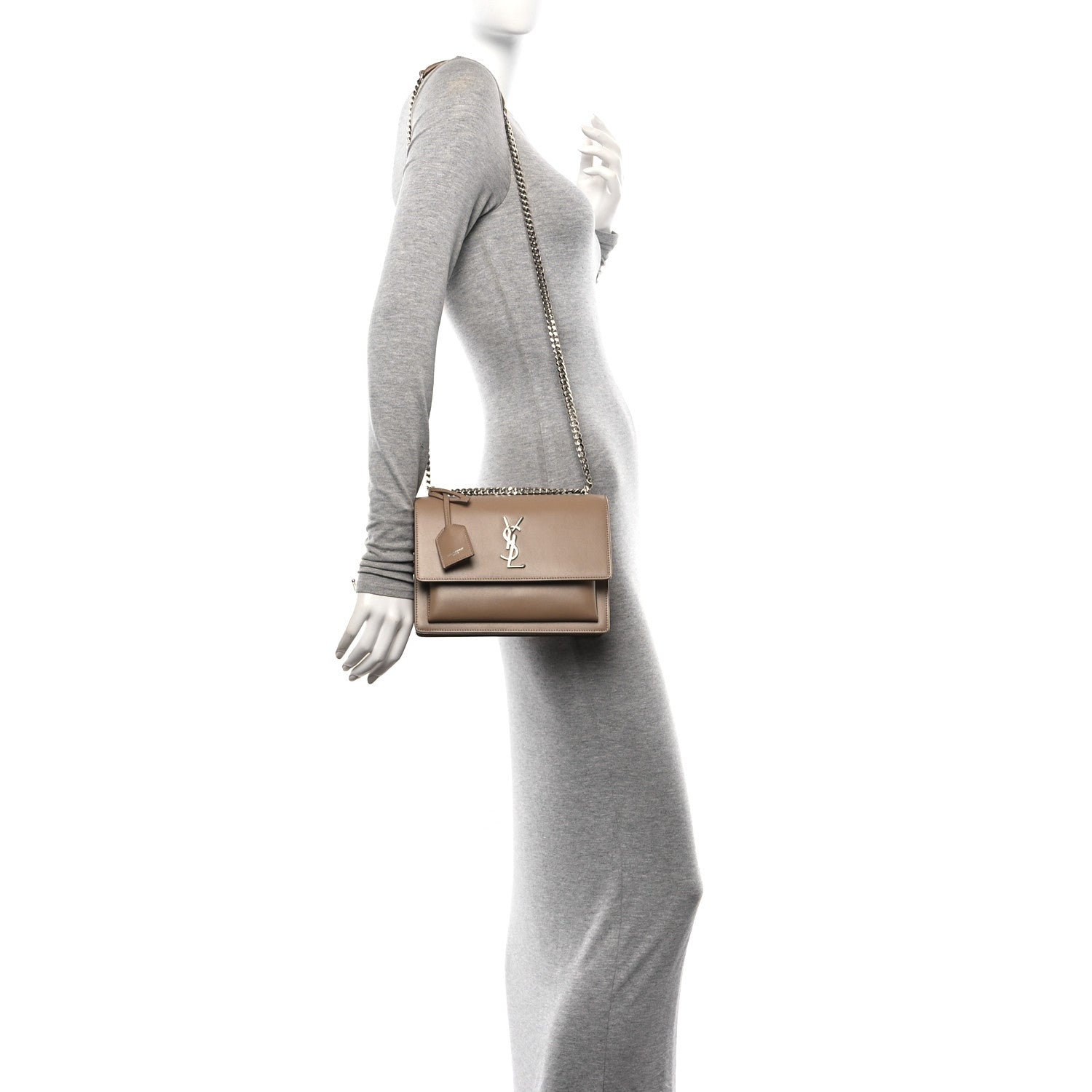 Saint Laurent Calfskin Medium Monogram Sunset Dark Beige 2 of 10