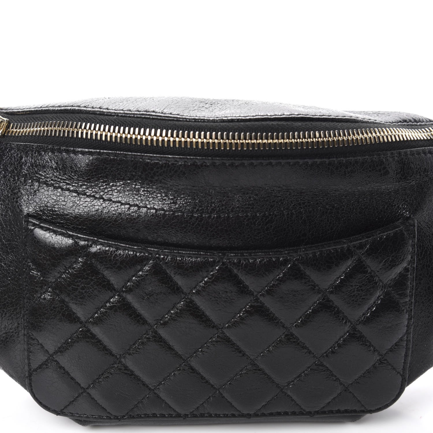 Chanel Crumpled Glazed Lambskin Quilted Waist Bag Fanny Pack Black 10 of 10