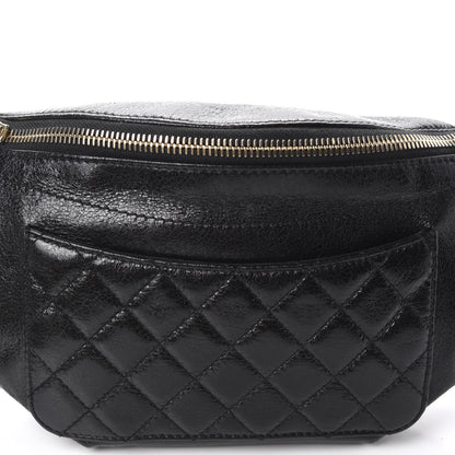 Chanel Crumpled Glazed Lambskin Quilted Waist Bag Fanny Pack Black 10 of 10