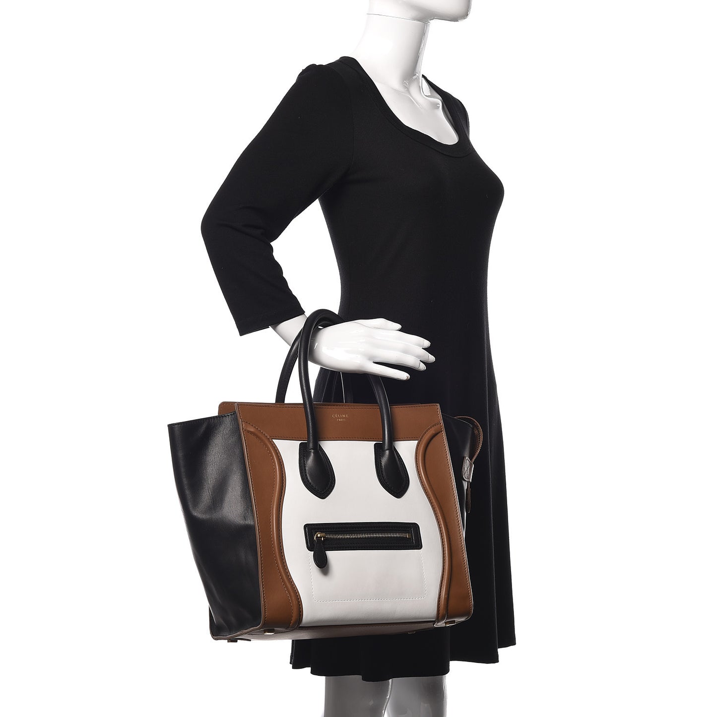 Smooth Calfskin Mini Tri-Color Luggage Brown