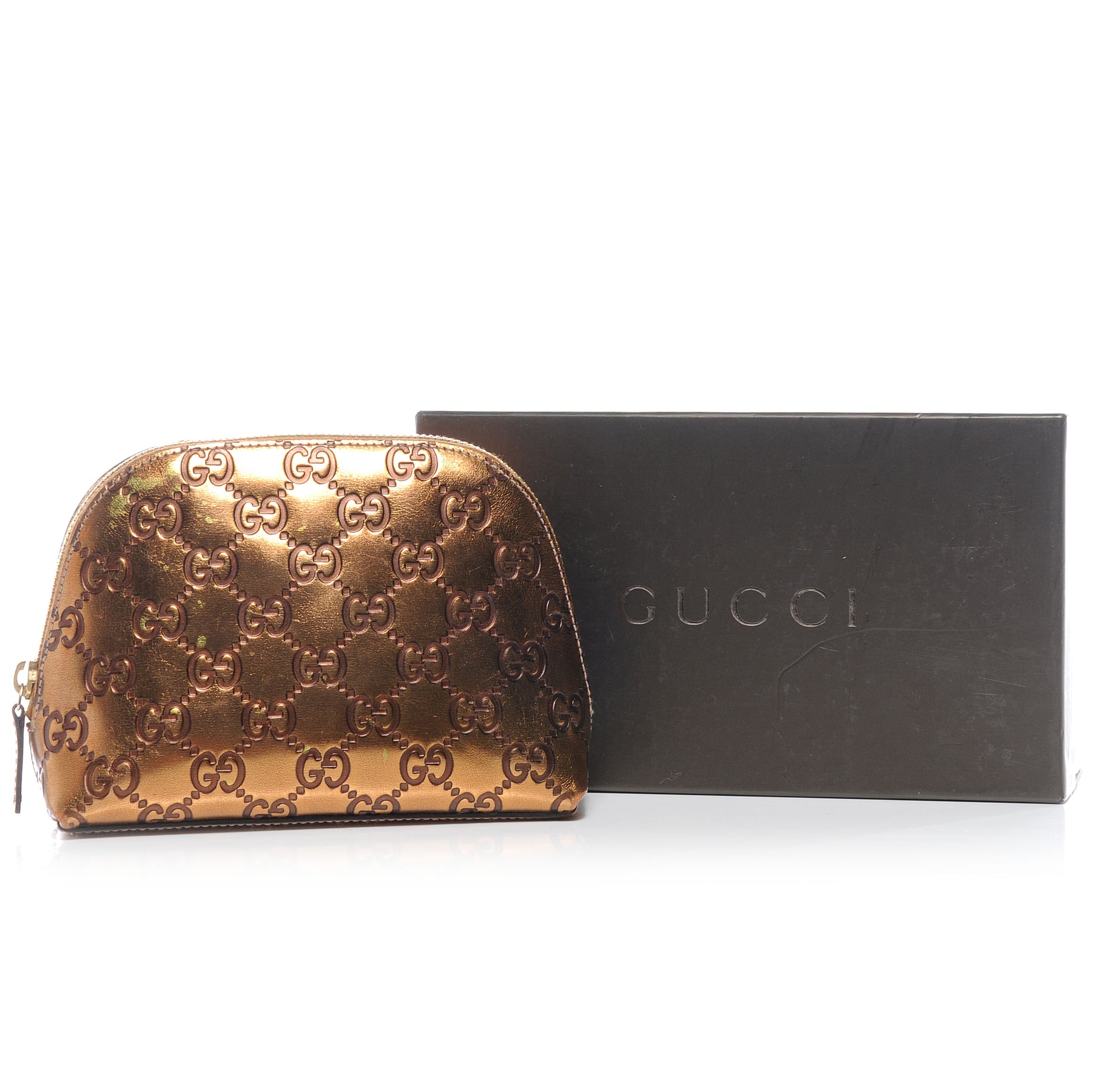 Gucci Guccissima GG Cosmetic Case Metallic Bronze 5 of 9