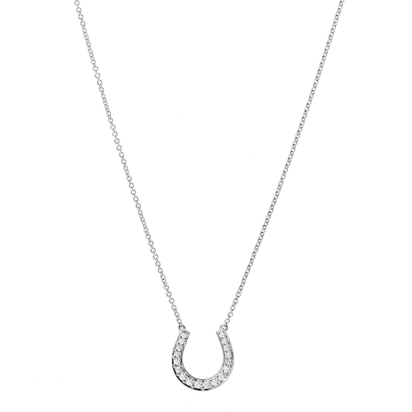 Platinum Diamond Horseshoe Pendant Necklace