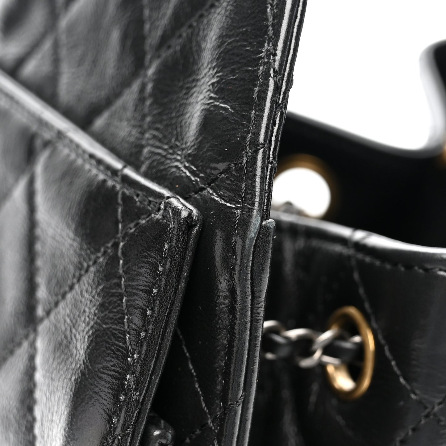 Shiny Crumpled Calfskin Quilted Small Chanel 25 Handbag Black