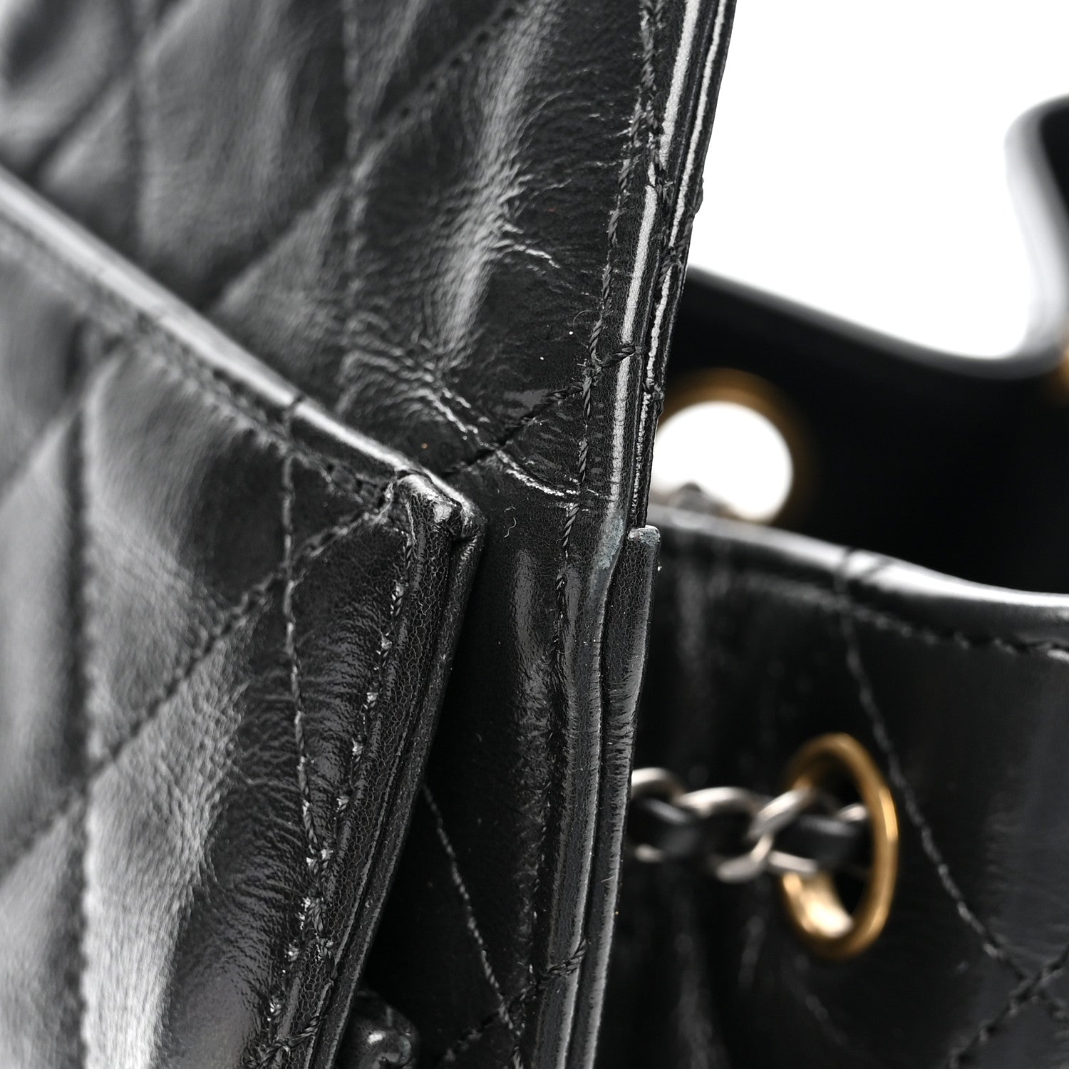 Chanel Shiny Crumpled Calfskin Quilted Small Chanel 25 Handbag Black 13 of 16