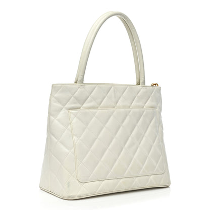 Chanel Caviar Quilted Medallion Tote White 3 of 22