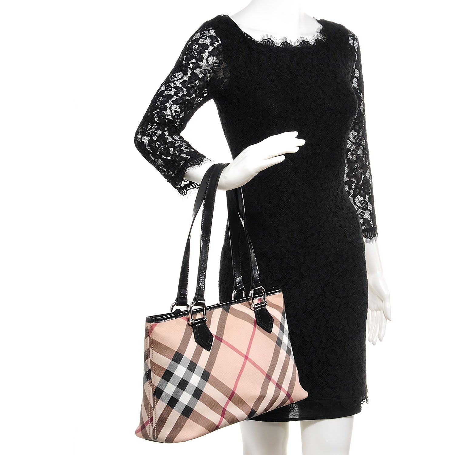Burberry Patent Leather Supernova Check Stanton Tote Black 2 of 10