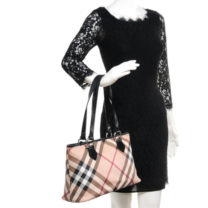 Burberry Patent Leather Supernova Check Stanton Tote Black 2 of 10