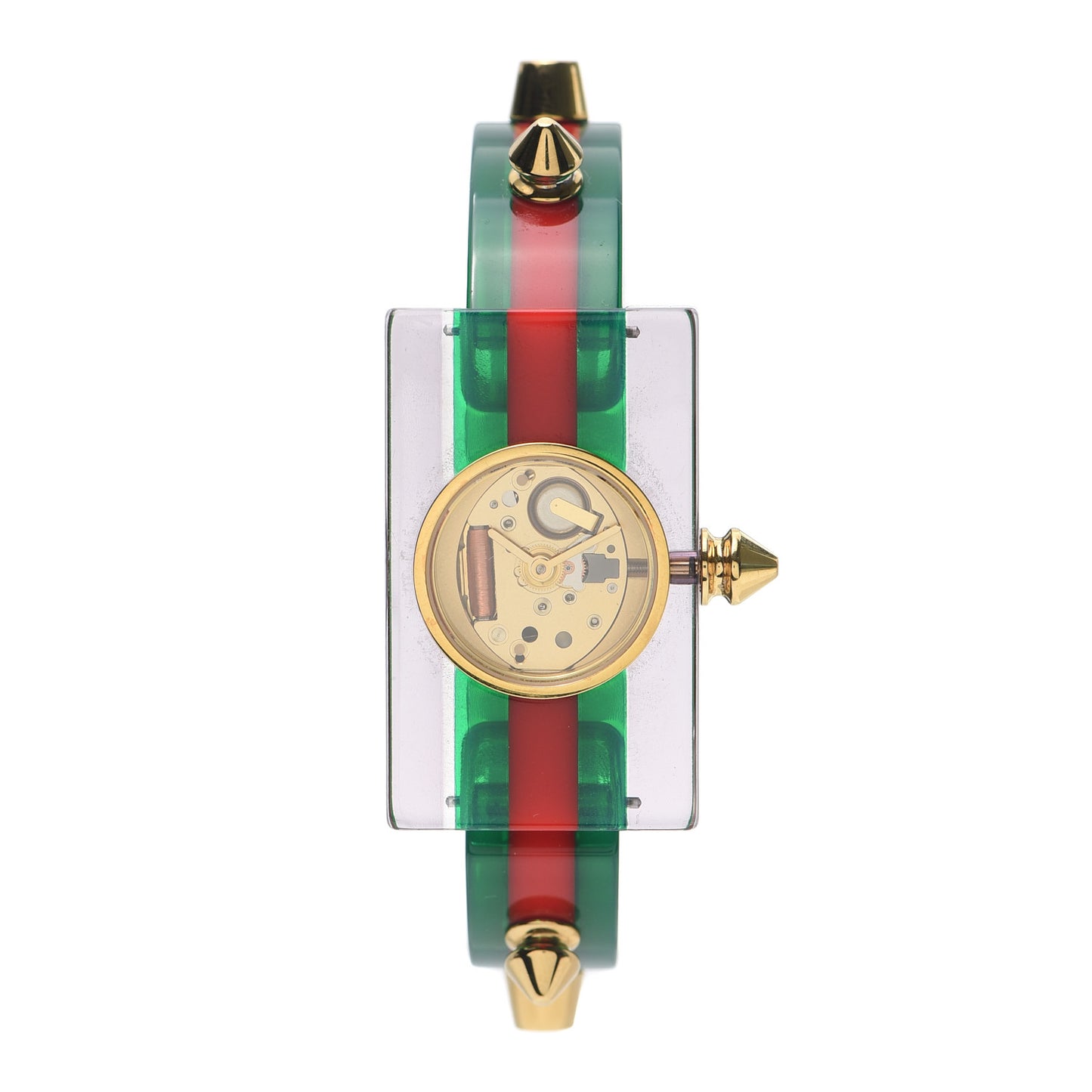 Stainless Steel Plexiglass 24mm Skeleton Stud Quartz Watch