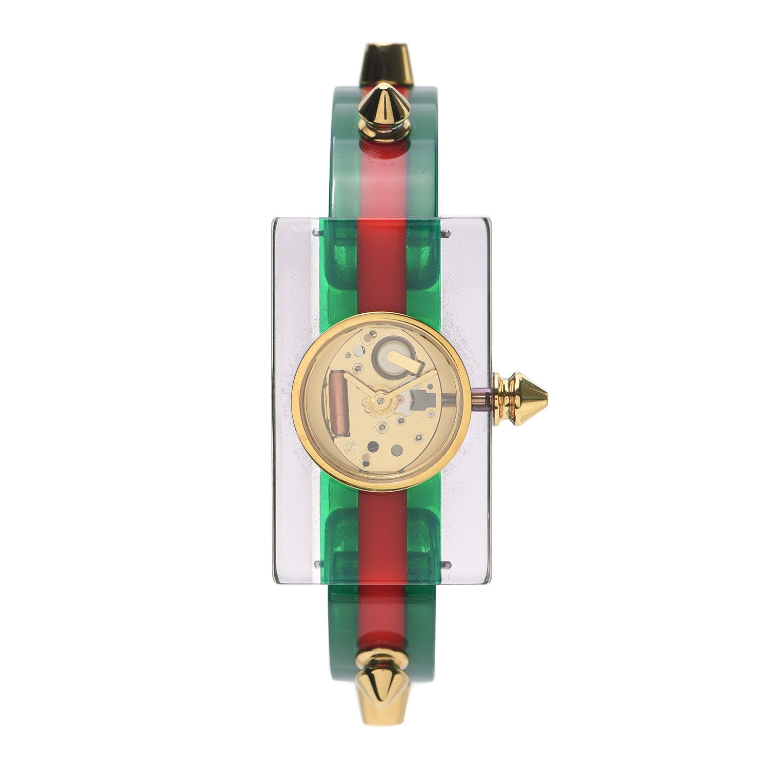 Gucci Stainless Steel Plexiglass 24mm Skeleton Stud Quartz Watch 1 of 6