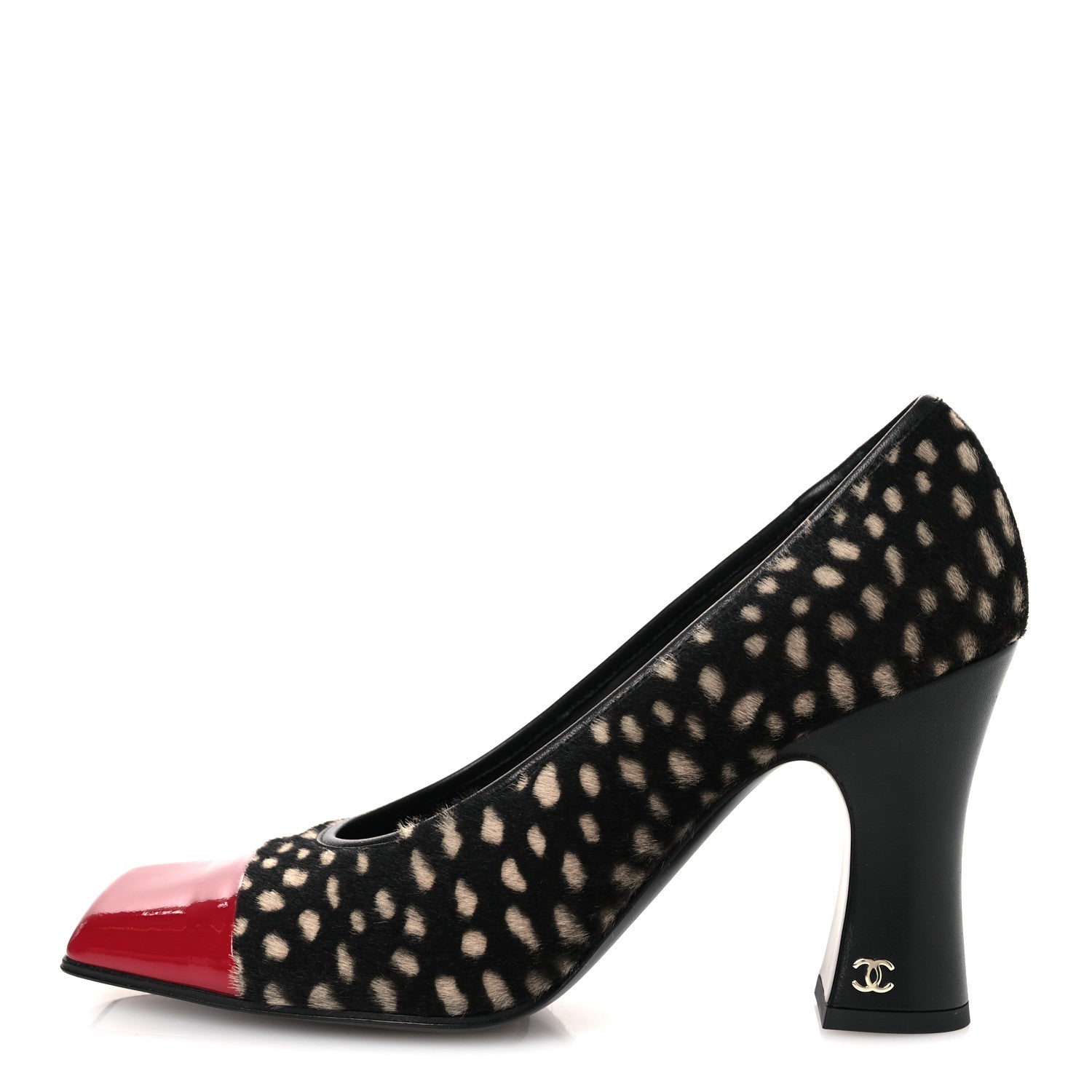 Chanel Pony Hair Lambskin Patent Cap Toe Pumps 40 Black White Dark Red 1 of 10
