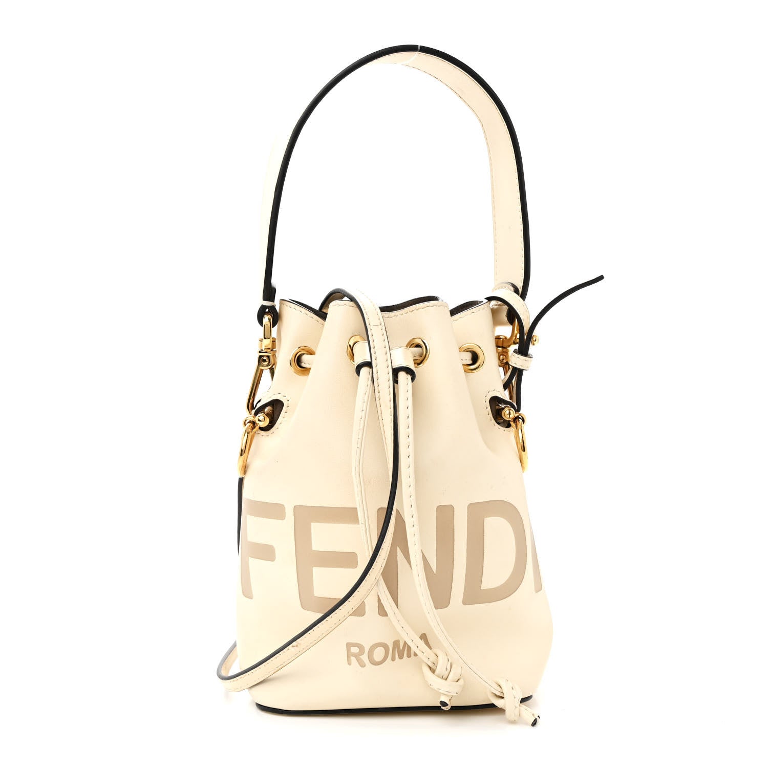 Fendi Vitello King F is Fendi Logo Embossed Mini Mon Tresor Bucket Bag White 1 of 13