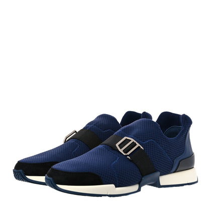 Hermes Technical Canvas Calfskin Run Sneakers Bleu Diplomatique 3 of 10