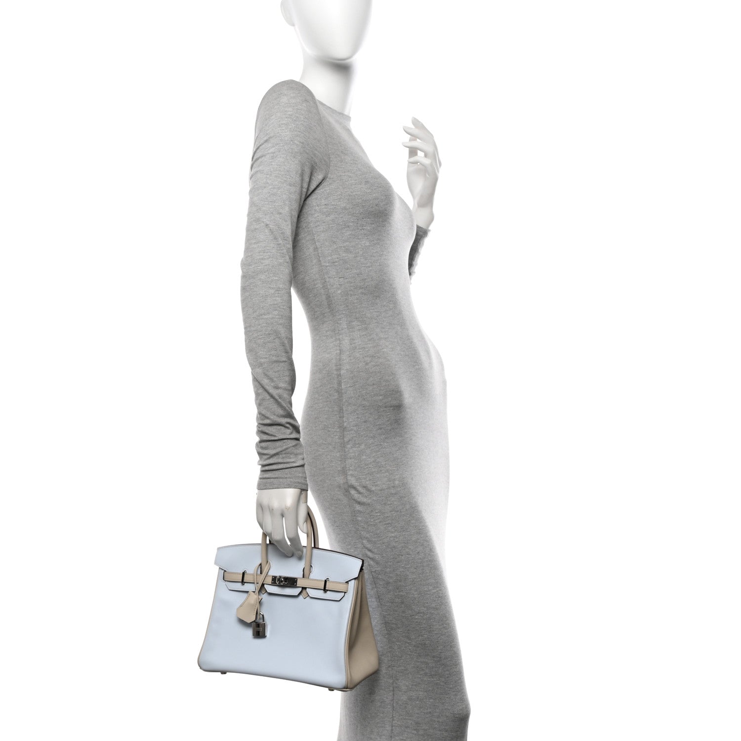 Hermes Swift Horseshoe Birkin 25 Bleu Brume Beton 2 of 10