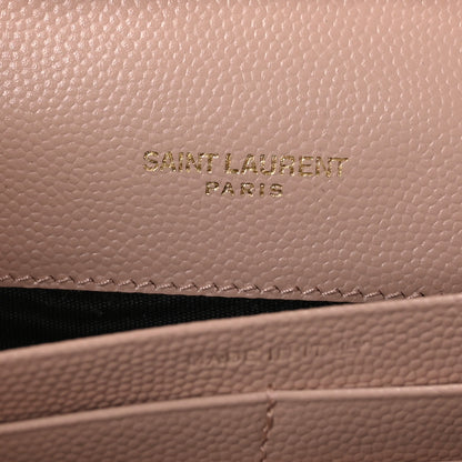 Saint Laurent Grain De Poudre Matelasse Chevron Monogram Chain Wallet Pale Pink 7 of 10