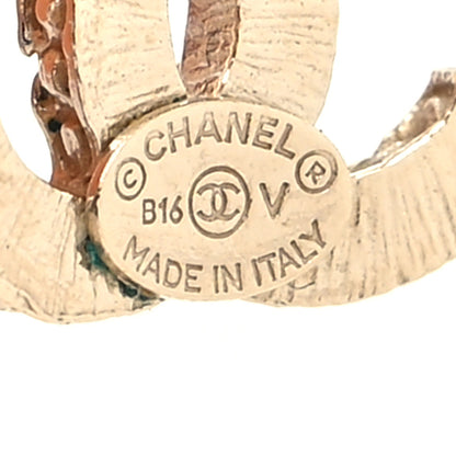Chanel Metal Crystal CC Earrings Gold 4 of 4
