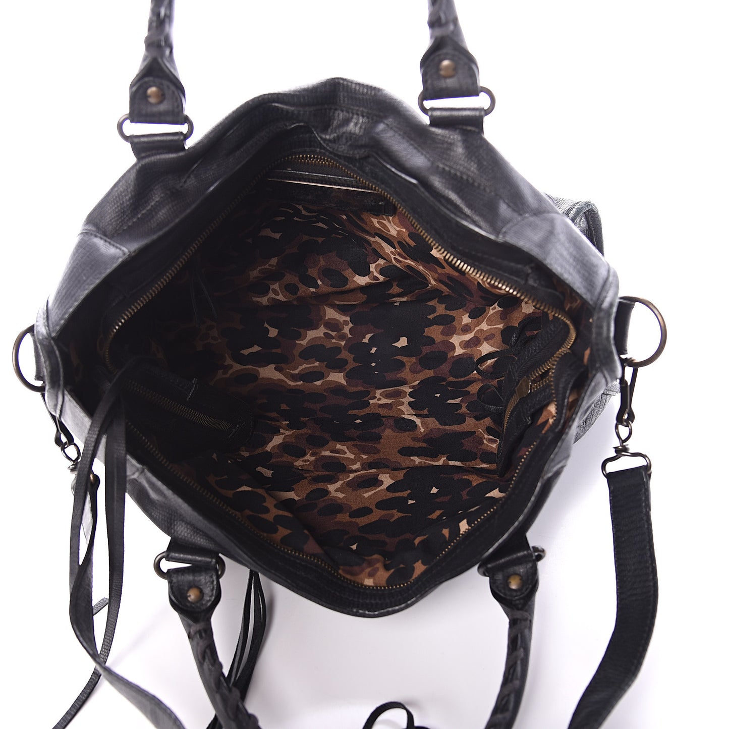 Agneau Lizard Embossed Classic Hardware City Black