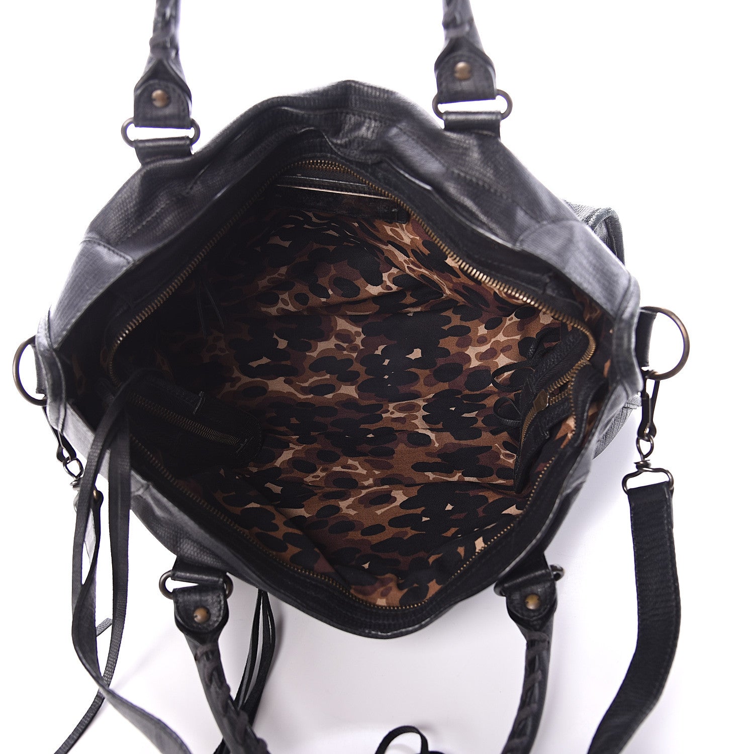 Balenciaga Agneau Lizard Embossed Classic Hardware City Black 4 of 8