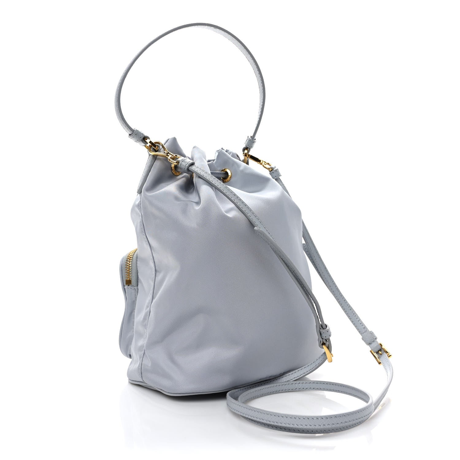 Prada Re-Nylon Saffiano Duet Bucket Crossbody Bag Fiordaliso 3 of 9