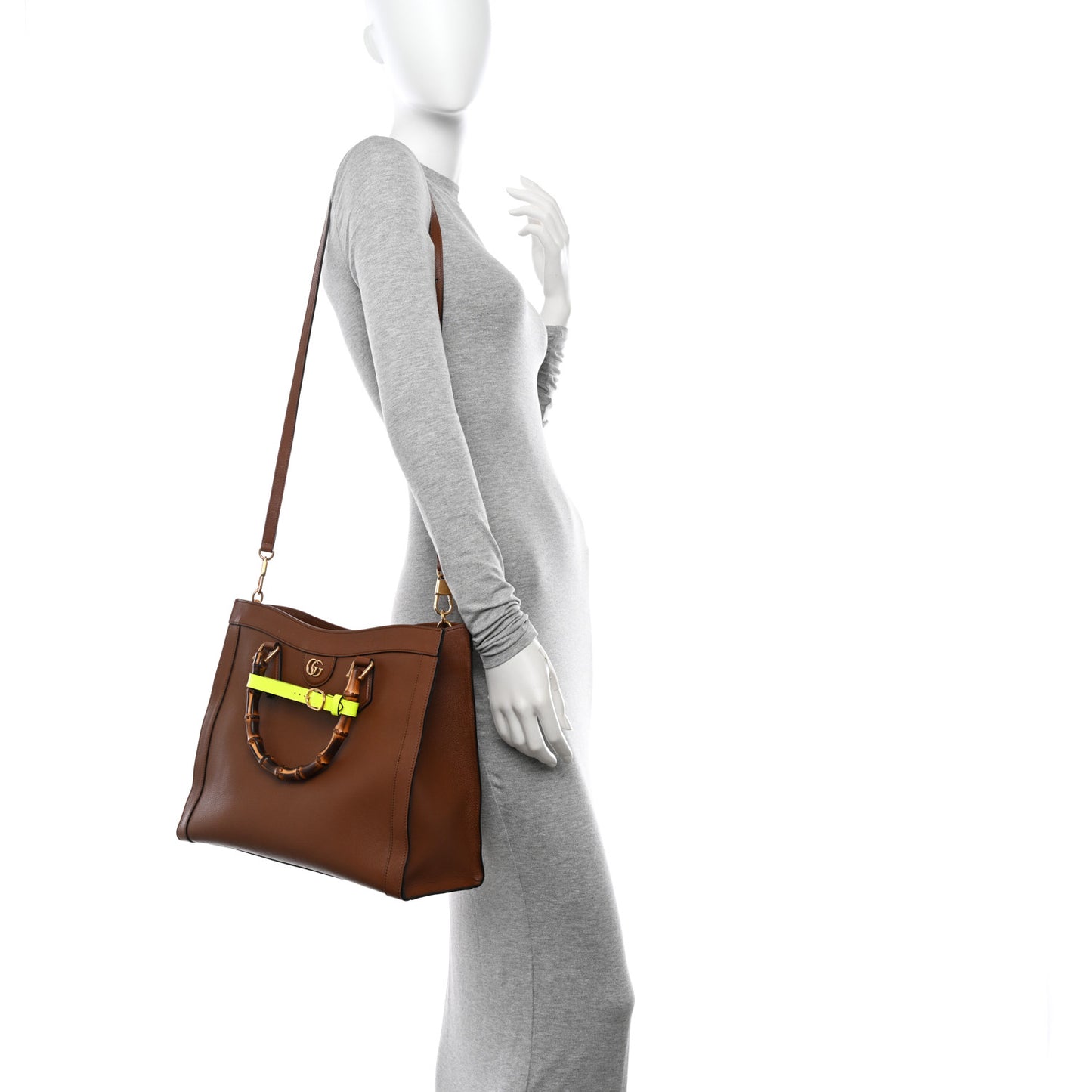 Wonka Grain Calfskin Medium Diana Tote Bag Cuir Yellow Fluo